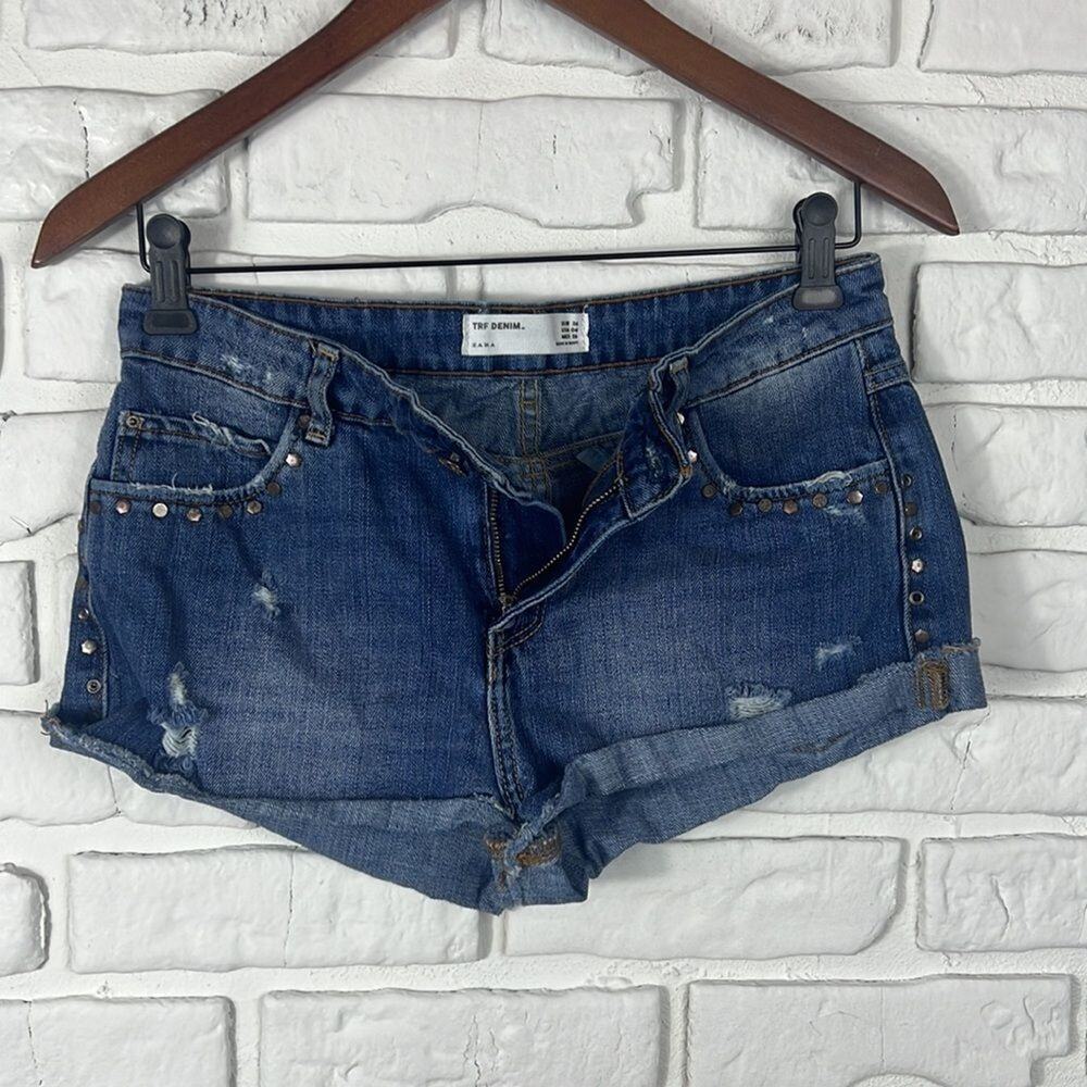 Zara TRF Denim embellished shorts size 4 - Picture 8 of 10